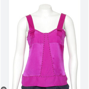 NWT Diane Von Furstenberg Pink Studded 100% silk Sleeveless Tank Top Size 6